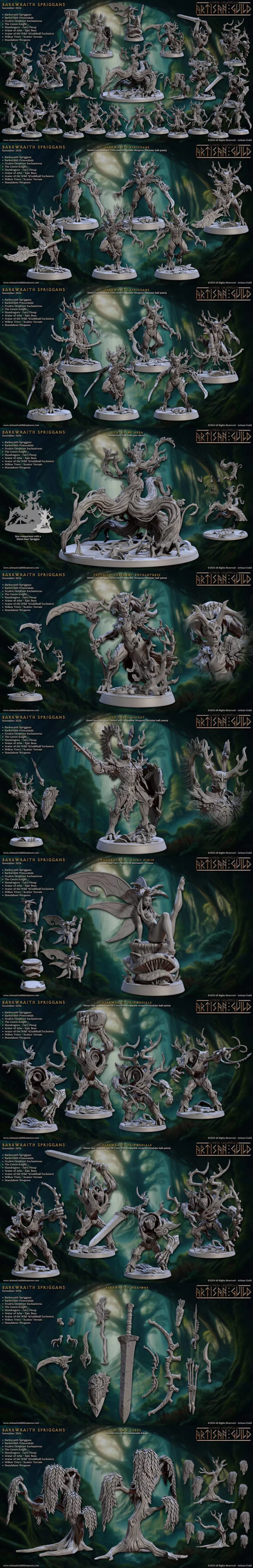 匠艺工坊——树灵精灵3D打印模型套装（共67件）|Artisan Guild – Barkwraith Spriggans (Complete Set – 67) – 3D Print Model