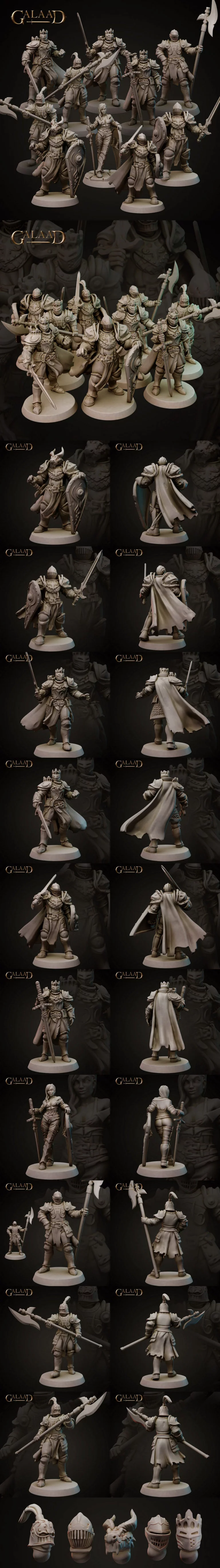 Galaad迷你模型——骑士3D打印雕塑|Galaad Miniatures – Knights – 3D Print Model