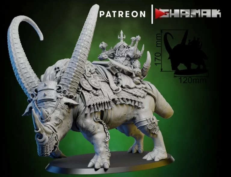 Ghamak -  Ogre领主骑乘 3D打印模型|Ghamak – Ogre Leader Riding – 3D Print Model