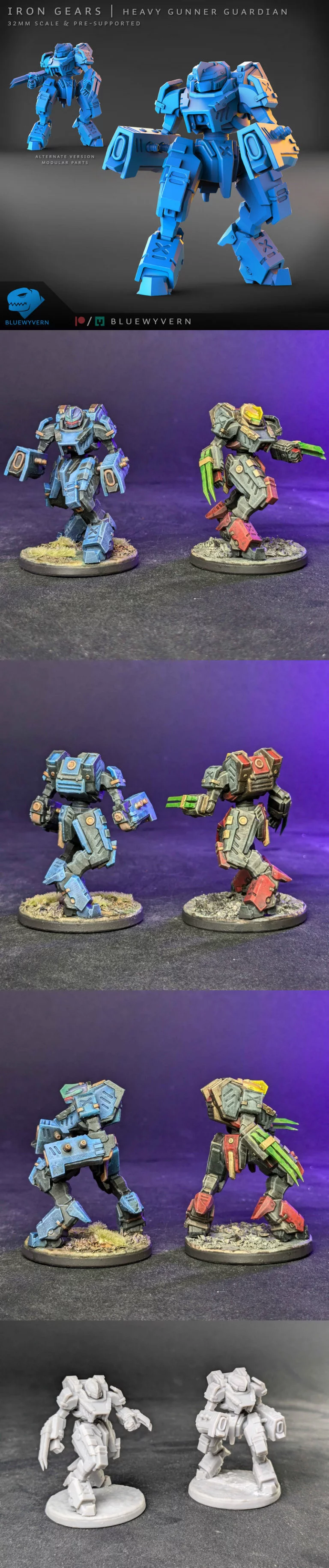 铁齿轮——重型枪手守护者（模块化）3D打印模型|Iron Gears – Heavy Gunner Guardian (Modular) – 3D Print Model