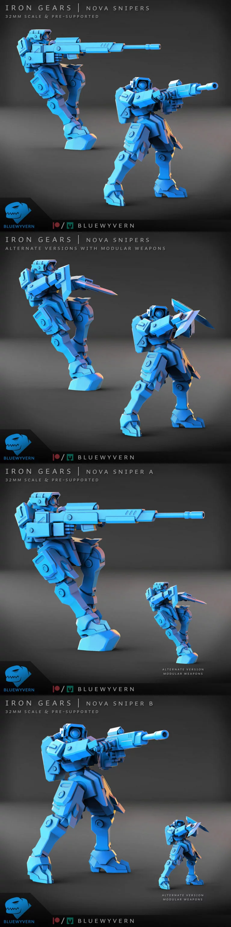 诺瓦狙击手（模块化）3D打印模型|Iron Gears – Nova Snipers (Modular) – 3D Print Model