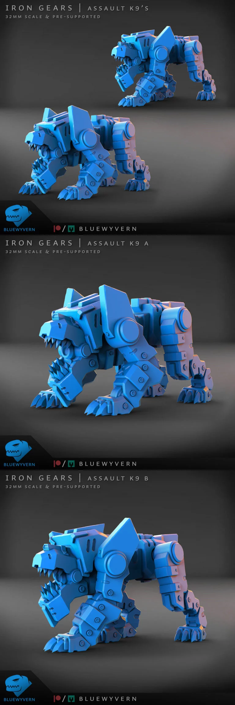 铁齿轮——攻击型警犬3D打印模型|Iron Gears – Assault K9’s – 3D Print Model