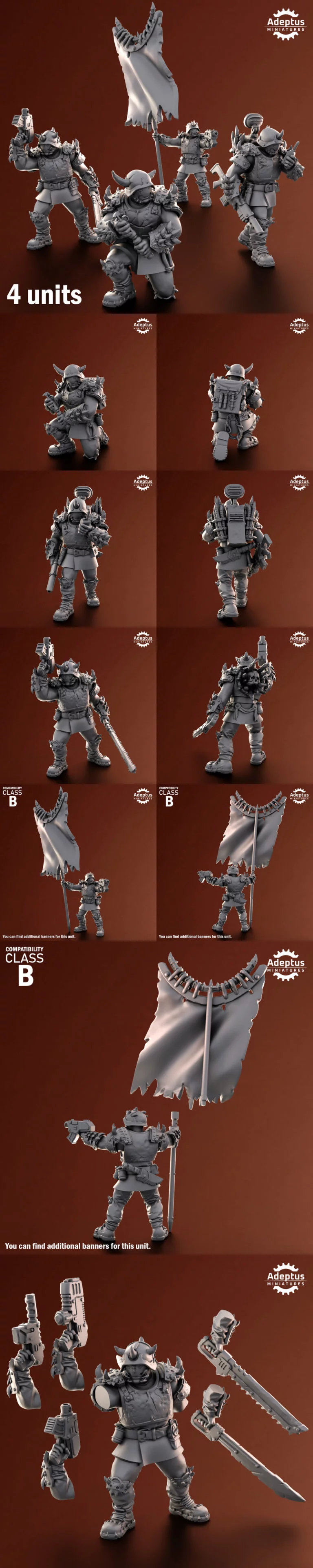 Command Squad 3D打印模型：扭曲军团、叛逆者与异端角色|Command Squad Twisted Horde Renegades and Heretics – 3D Print Model