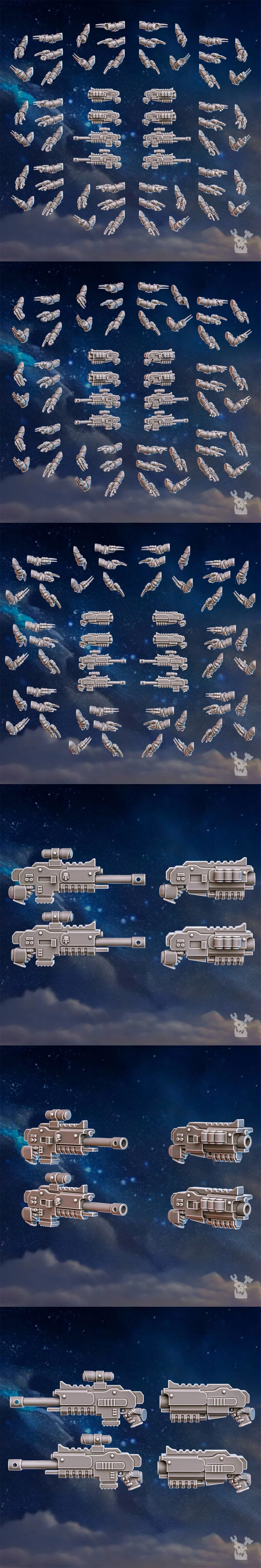 风暴之傲姐妹武器套装（OnePageRules）3D打印模型|Stormpride Sisters Weapons Set (OnePageRules) – 3D Print Model