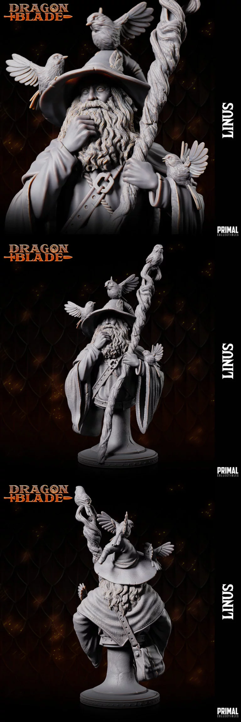 奇幻魔法师林恩——3D打印模型|Wizard – Linus the Marvelous Bust – 3D Print Model