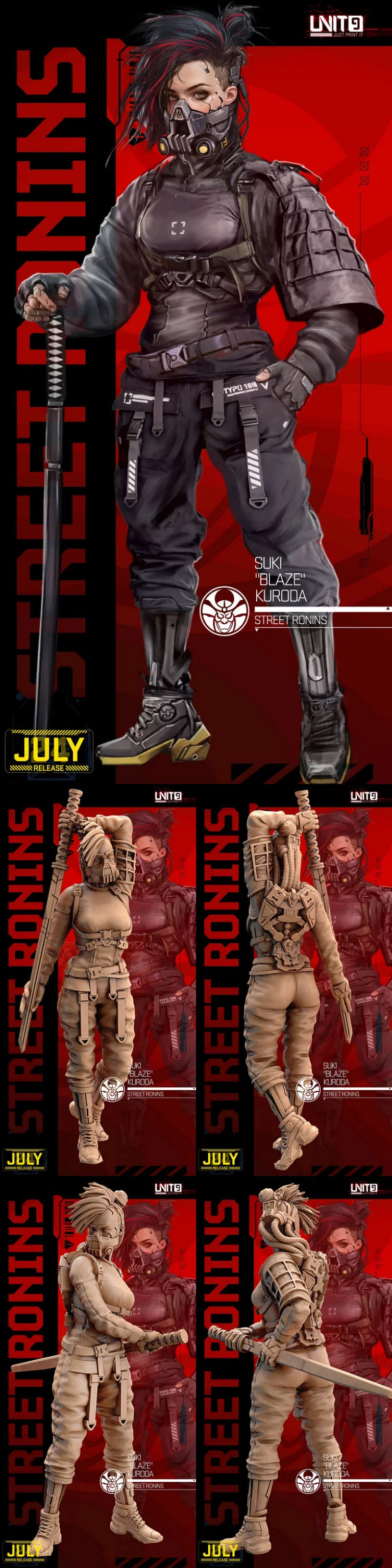 赛博朋克：苏琪·布莱兹·黑田 街头忍者 3D打印模型|Cyberpunk – Suki Blaze Kuroda – Street Ronins – 3D Print Model