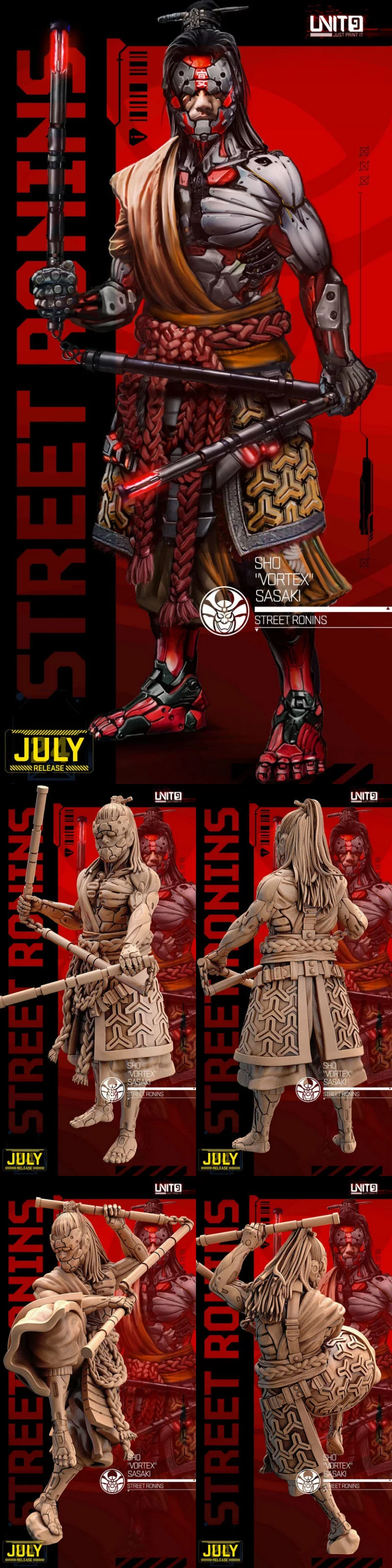 赛博朋克·街头忍者·三维度打印模型|Cyberpunk – Sho Vortex Sasaki – Street Ronins – 3D Print Model