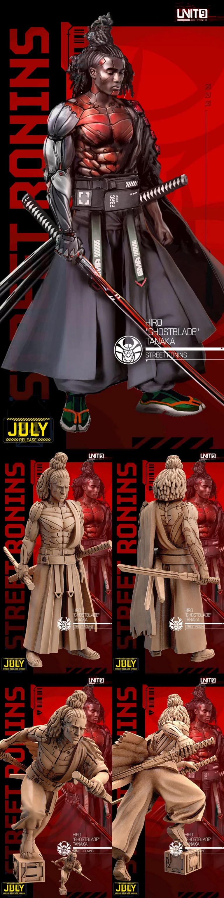 赛博朋克—— Hiro Ghostblade Tanaka——街头忍者——3D打印模型|Cyberpunk – Hiro Ghostblade Tanaka – Street Ronins – 3D Print Model