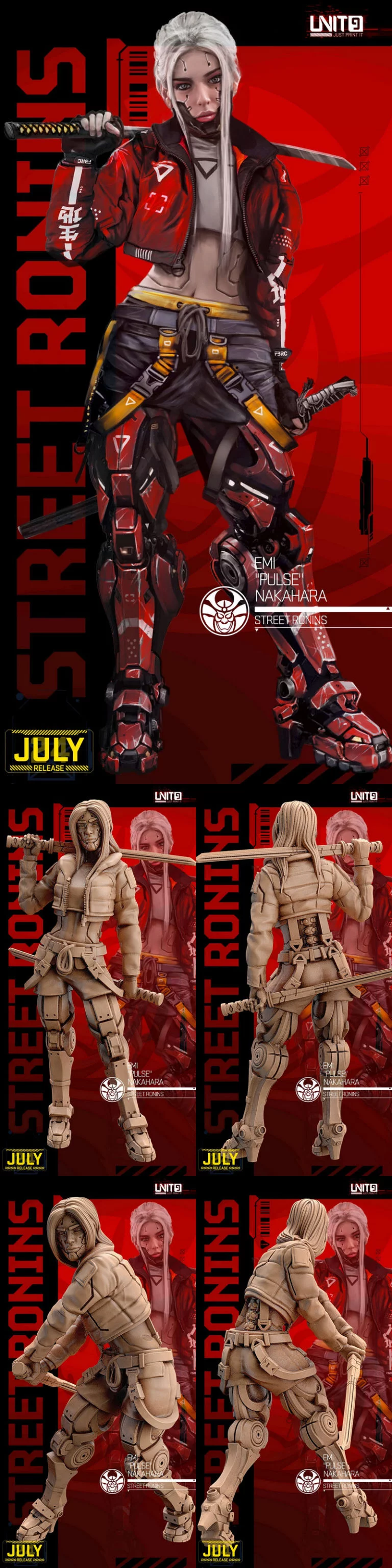 赛博朋克·艾米脉冲·街头忍者·3D打印模型|Cyberpunk – Emi Pulse Nakahara – Street Ronins – 3D Print Model