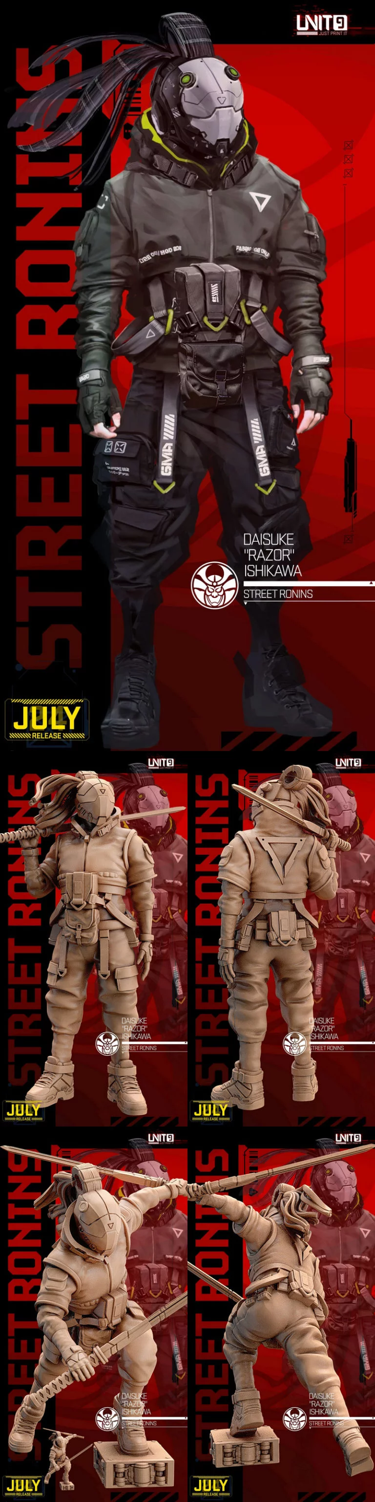 赛博朋克——石川大辅——街头忍者——3D打印模型|Cyberpunk – Daisuke Razor Ishikawa – Street Ronins – 3D Print Model