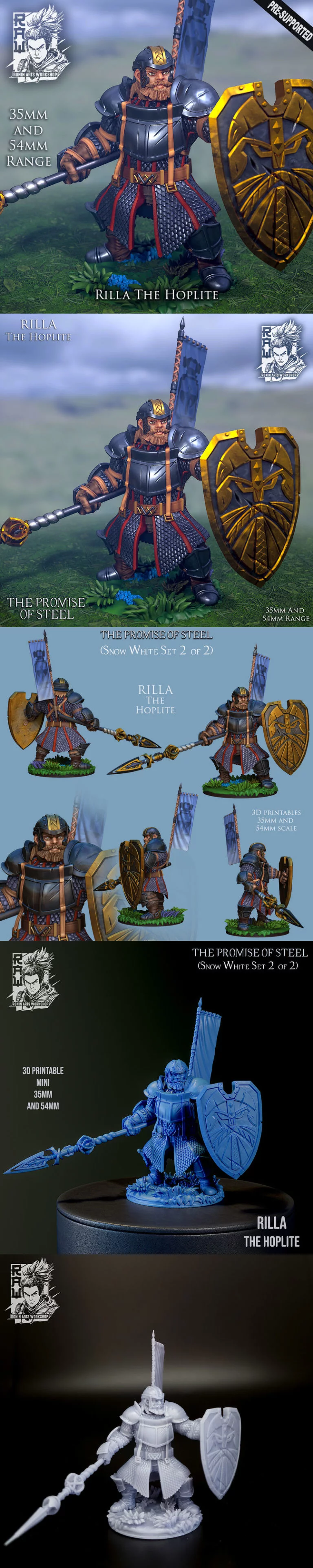 Rilla The Hoplite——装甲矮人3D打印模型|Rilla The Hoplite – Armored Dwarf – 3D Print Model