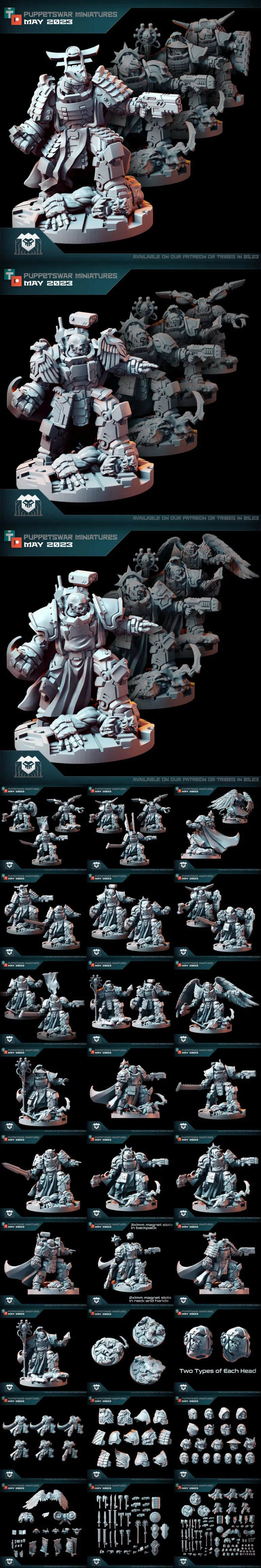 Puppetswar《突击终极英雄》3D打印迷你模型|Puppetswar Miniatures – May 2023 – Second Wave – Striker Ultimate Hero Set – 3D Print Model