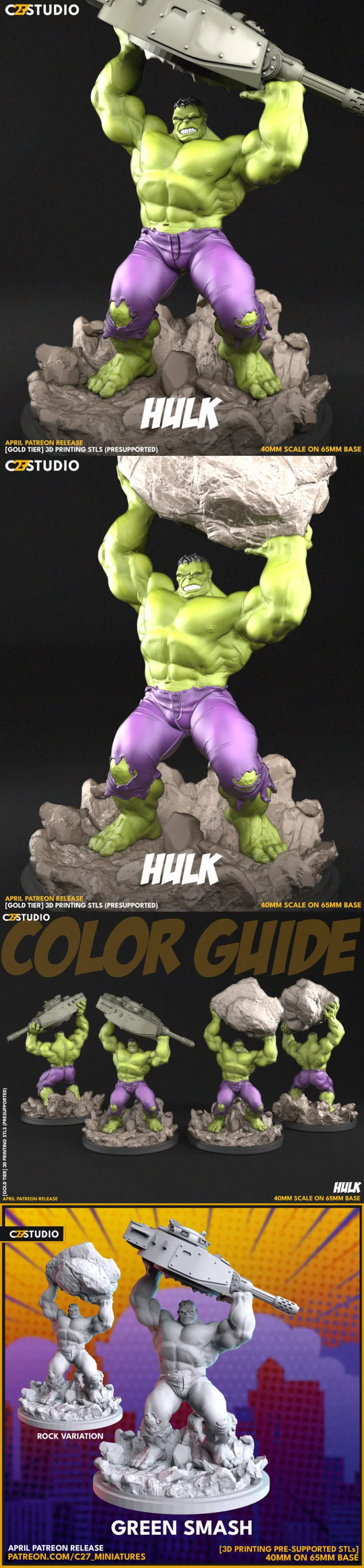 绿巨人 - 绿色打击 - 3D打印模型|Hulk – Green Smash – 3D Print Model