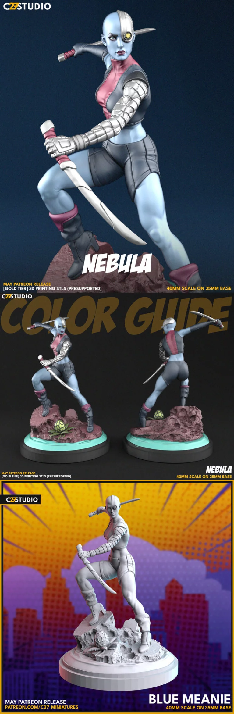 星云——蓝尼姆——3D打印模型|Nebula – Blue Meanie – 3D Print Model