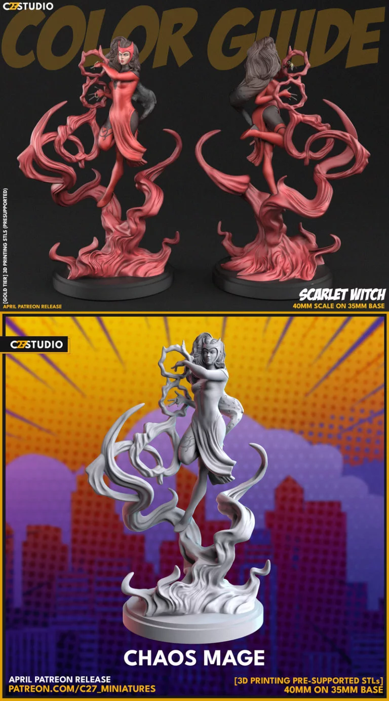 猩红女巫——混沌法师 3D打印模型|Scarlet Witch – Chaos Mage – 3D Print Model