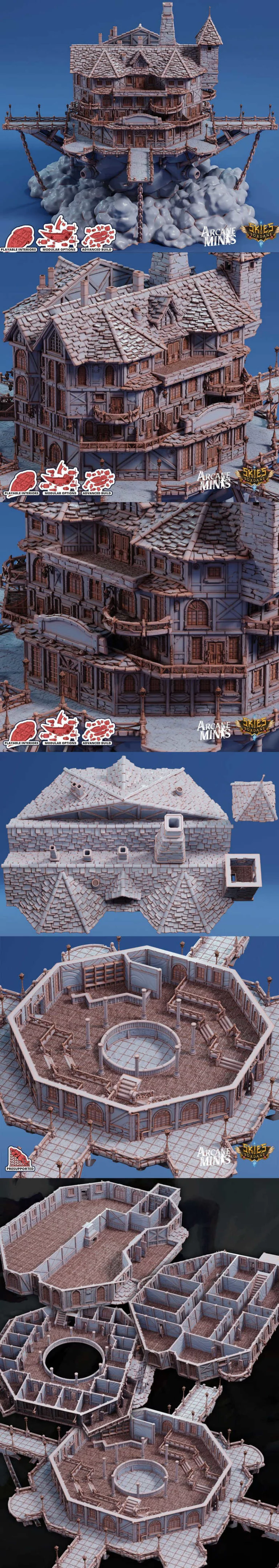 《云顶酒馆3D打印模型》|Arcane Minis – Airship Cloudtop Tavern – 3D Print Model