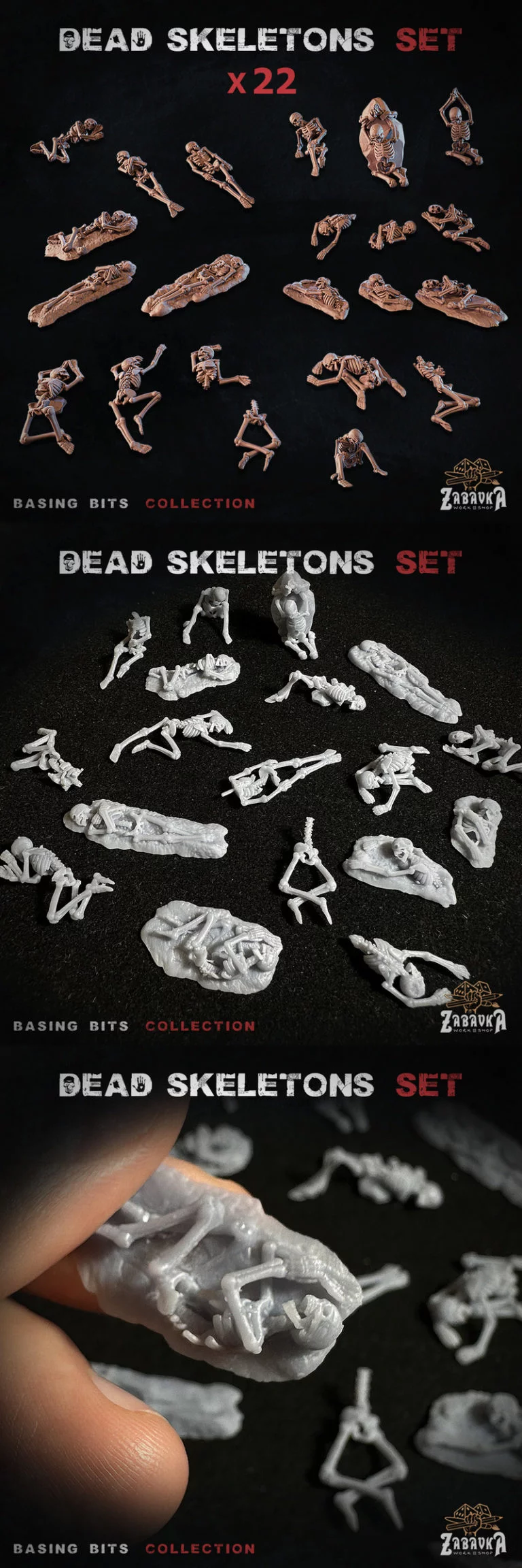 死灵骨骸套装 - 基础零件收藏 - 3D打印模型|Dead Skeletons Set – Basing Bits Collection – 3D Print Model