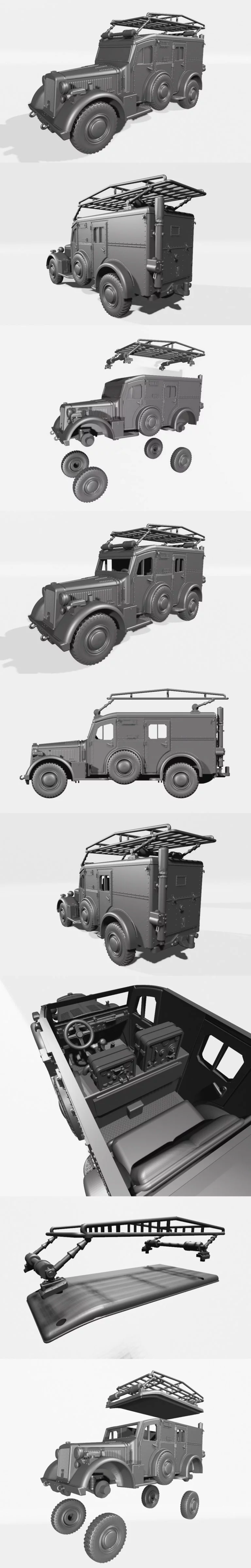 霍奇901型40号车载电台（德国二战）3D打印模型|Horch 901 Type 40 Radio Car (Kfz.17) (Germany, WW2) – 3D Print Model