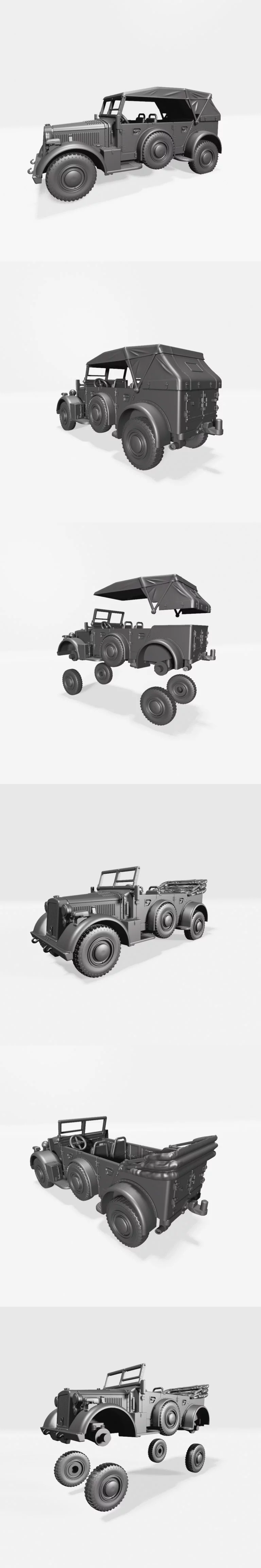 霍尔奇901（Kfz.15）开闭状态 3D打印模型|Horch 901 (Kfz.15) (Open and Closed) (Germany, WW2) – 3D Print Model