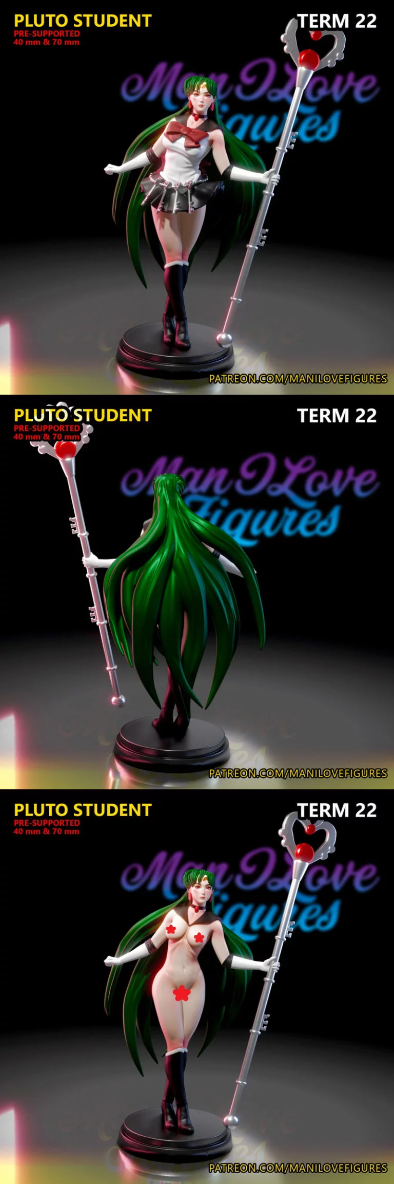 我爱的图鉴——海王星普鲁托学生款3D打印模型|Man I Love Figures – Sailor Pluto Student – 3D Print Model