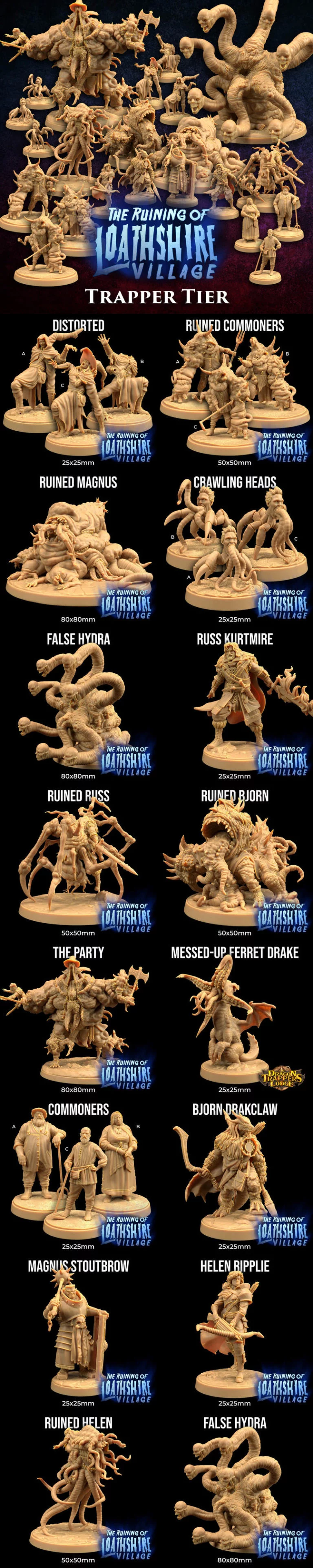 洛斯希尔村的毁灭——捕兽者等级 3D打印模型|The Ruining of Loathshire Village – Trapper Tier – 3D Print Model