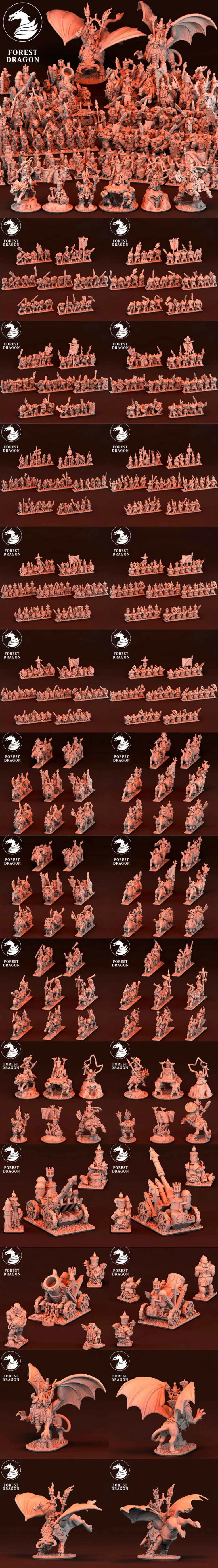 森林龙族——矮人恶魔锻造兵模型套装|Forest Dragon – Dwarf Demonsmith Army Pack – 3D Print Model