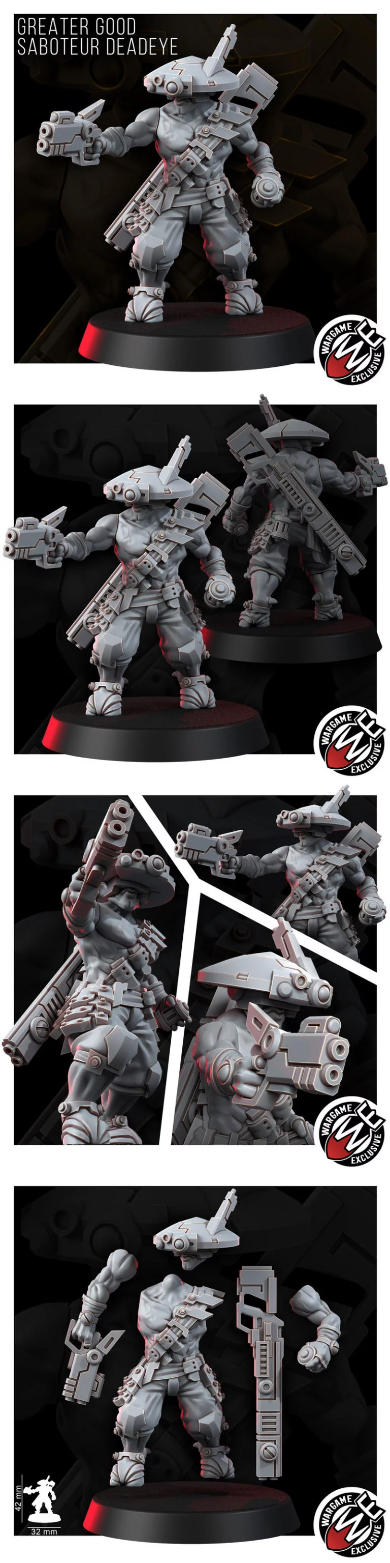 战争游戏独家——正义破坏者德雷德 3D打印模型|Wargame Exclusive – Greater Good Saboteur Deadeye – 3D Print Model