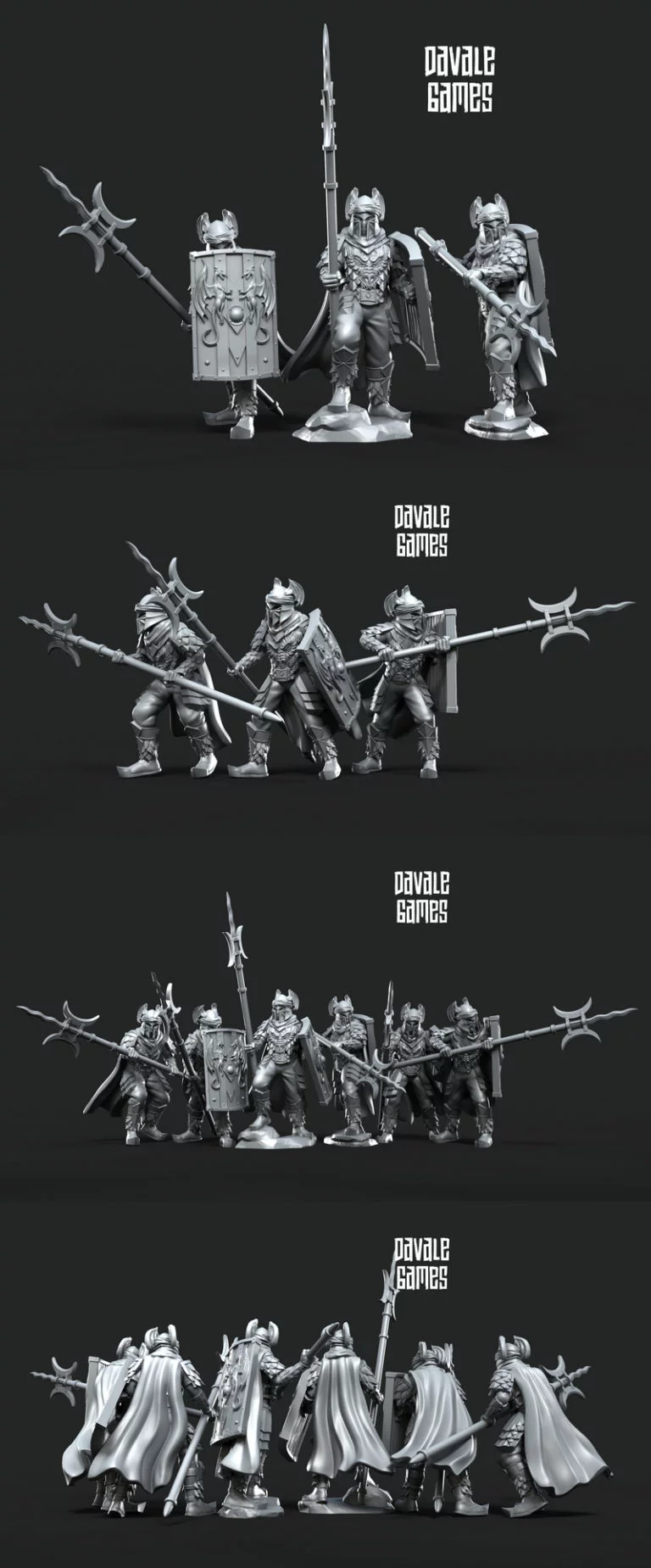 龙军精锐步兵与盾牌——3D打印模型|Dragon Army Elite Pikemen and Shield – 3D Print Model
