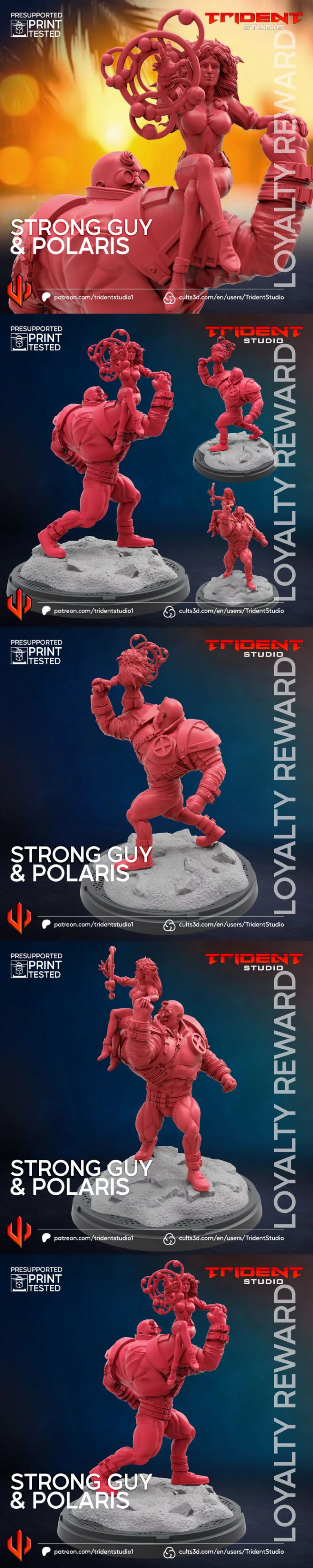 Trident Studio旗下3D打印模型：强哥与北极星角色造型|Trident Studio – Strong Guy and Polaris – 3D Print Model