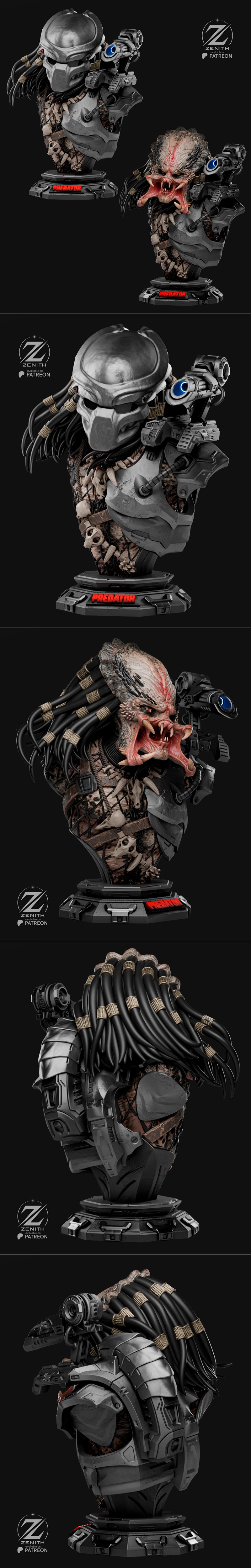 Zenith Studios - 猎人突袭 - 3D打印模型|Zenith Studios – Predator Bust – 3D Print Model STL