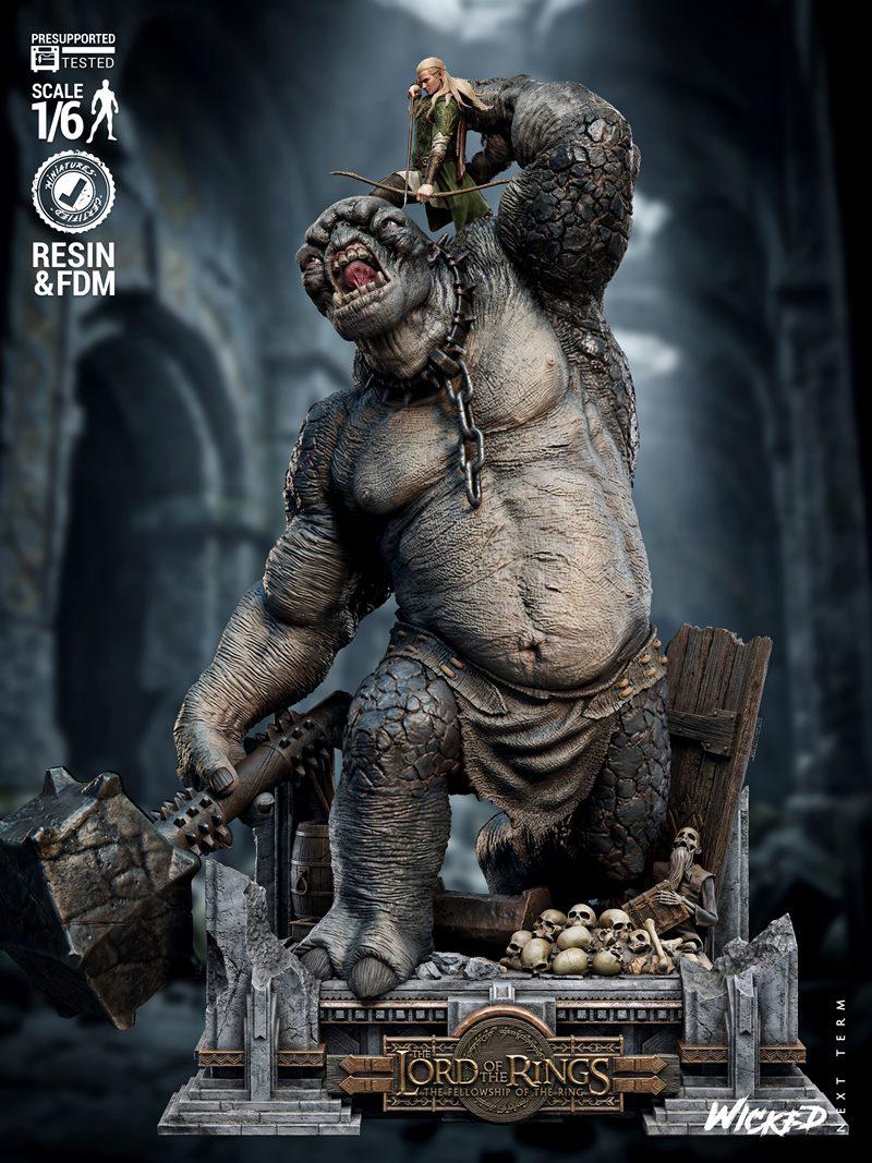 WICKED系列3D打印模型：洛兰加与 trolls场景造型|WICKED – Legolas Vs Troll Diorama – 3D Print Model STL