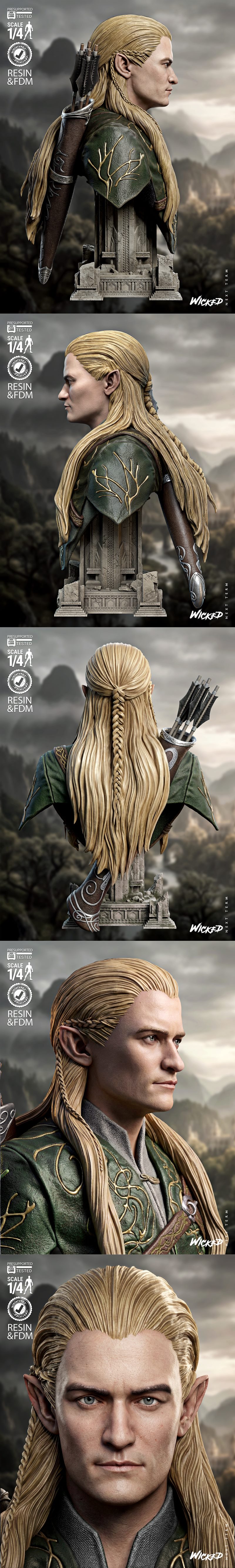 WICKED - 乐谱人像雕塑 - 3D打印模型|WICKED – Legolas Portrait Bust – 3D Print Model STL