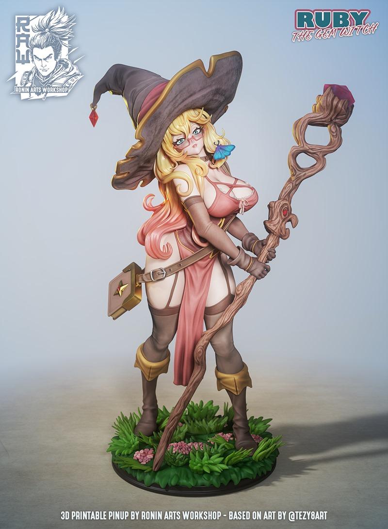 Ruby The Gem Witch 3D打印模型|RAW – Ruby The Gem Witch – PinUp – 3D Print Model STL