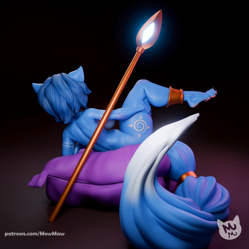 蓝狐（毛绒）3D打印模型|Mow Maw Sculpts – Blue Fox (Furry) – 3D Print Model