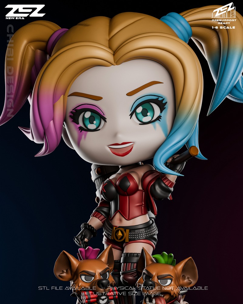 ZEZ工作室 Harley Quinn萌系3D打印模型|ZEZ Studios – Harley Quinn Chibi – 3D Print Model