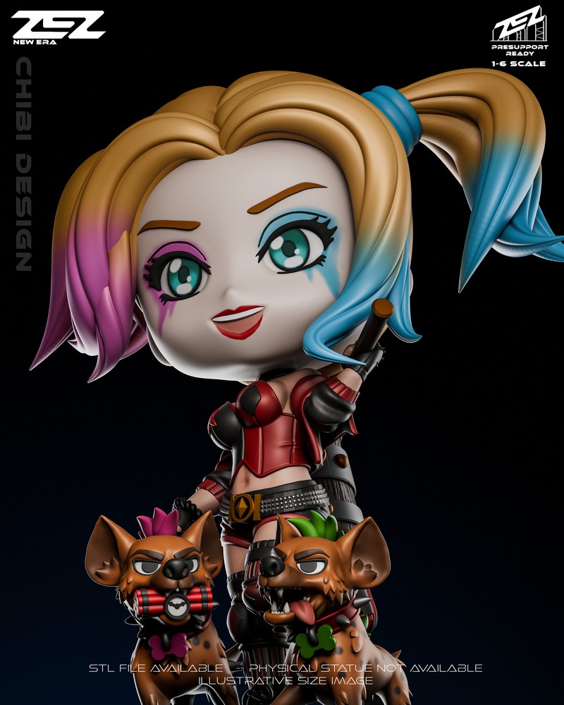 ZEZ工作室 Harley Quinn萌系3D打印模型|ZEZ Studios – Harley Quinn Chibi – 3D Print Model
