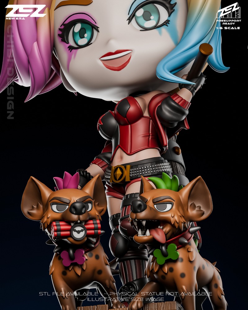 ZEZ工作室 Harley Quinn萌系3D打印模型|ZEZ Studios – Harley Quinn Chibi – 3D Print Model