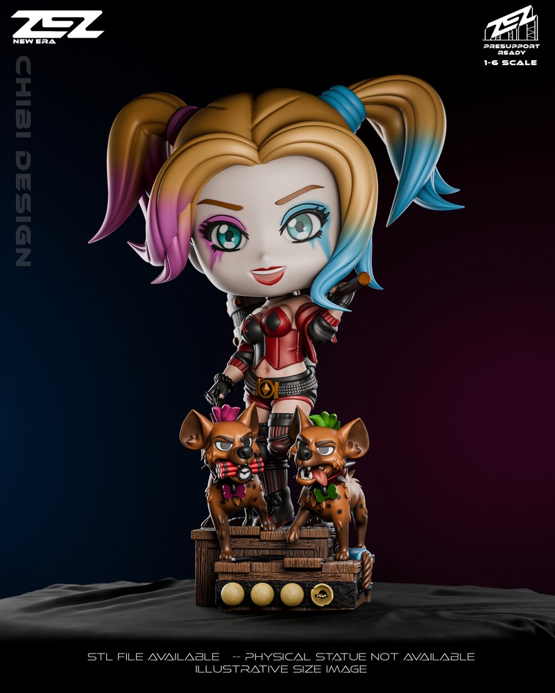 ZEZ工作室 Harley Quinn萌系3D打印模型|ZEZ Studios – Harley Quinn Chibi – 3D Print Model