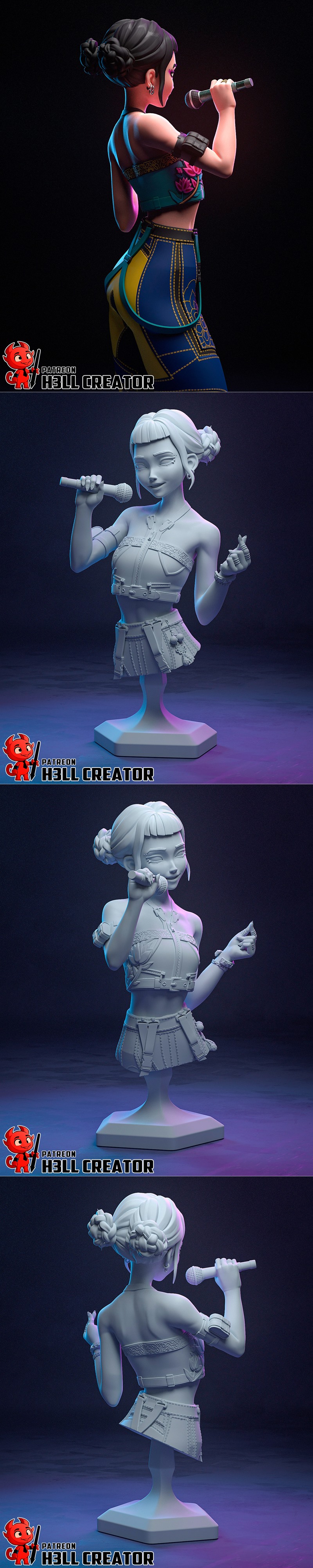 H3LL创作组 - 《Zoey》K-pop恶魔猎人3D打印模型|h3LL creator – Zoey – Kpop Demon Hunter – 3D Print Model STL