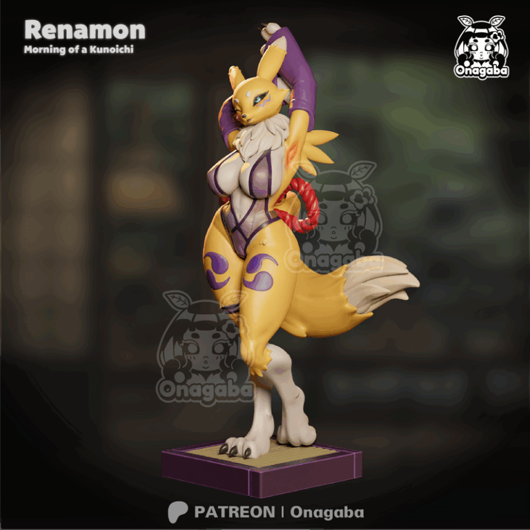 Onagaba - 仁王铃（Kunoichi Renamon）3D打印模型|Onagaba – Kunoichi Renamon – 3D Print Model