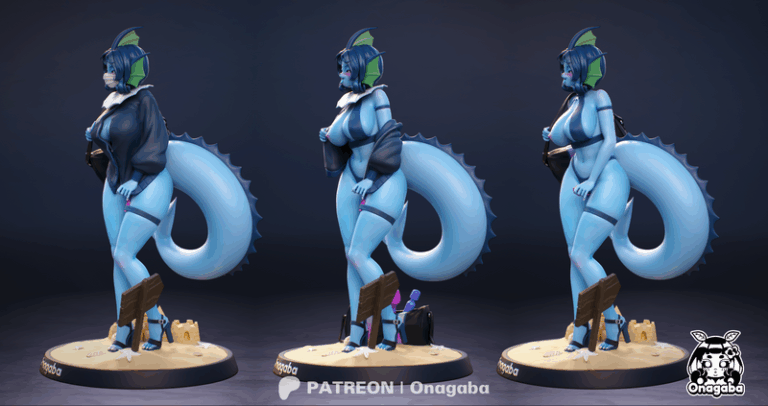 Onagaba 3D打印模型：俏皮水泡兽|Onagaba – Cheeky Vaporeon – 3D Print Model