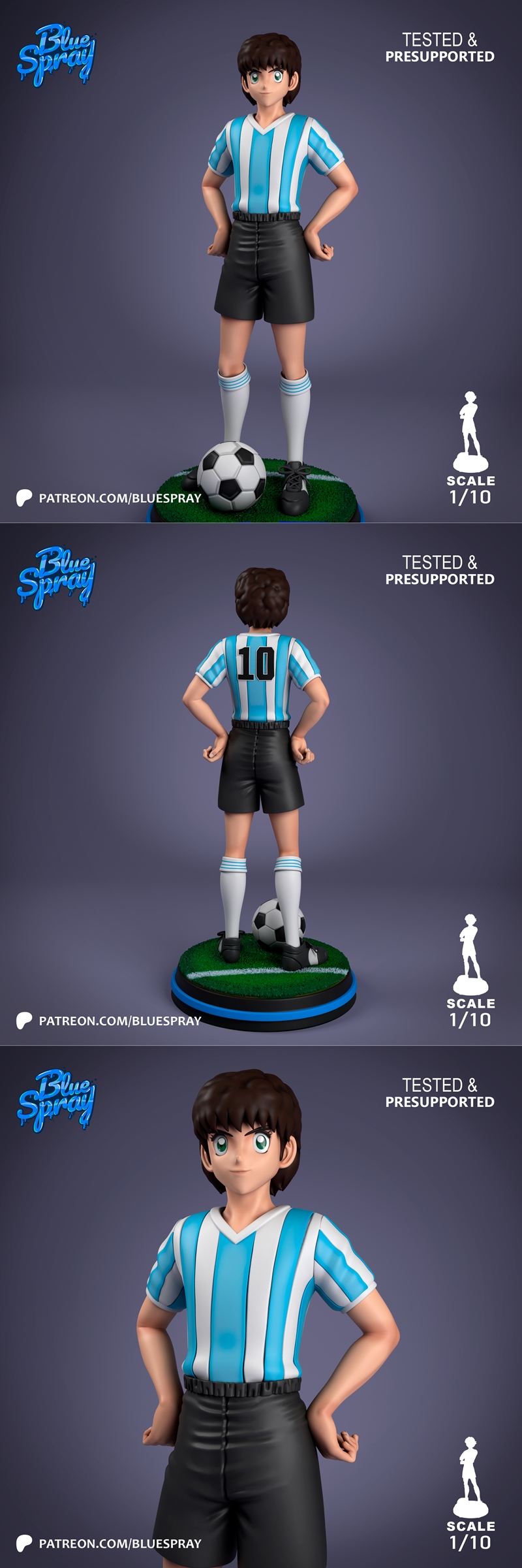 蓝喷雾 - 久保田俊 - 赛博朋克：3D打印模型|Blue Spray – Juan Diaz – Captain Tsubasa – 3D Print Model STL