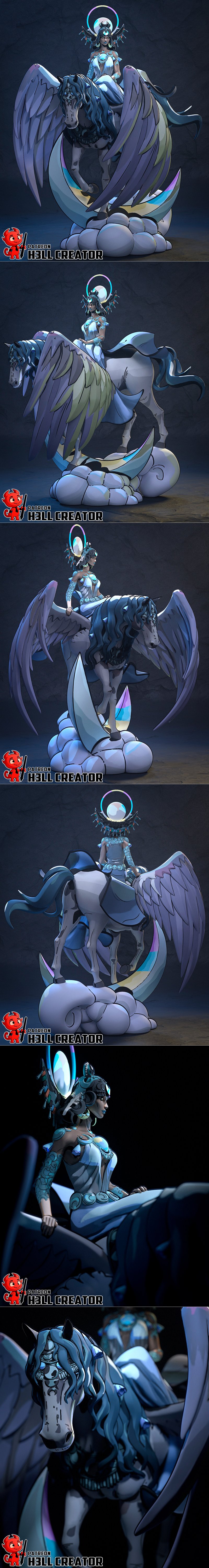 H3LL创作工作室 - 塞琳娜 - 希腊神话哈迪斯主题3D打印模型|h3LL creator – Selene – Hades – 3D Print Model STL