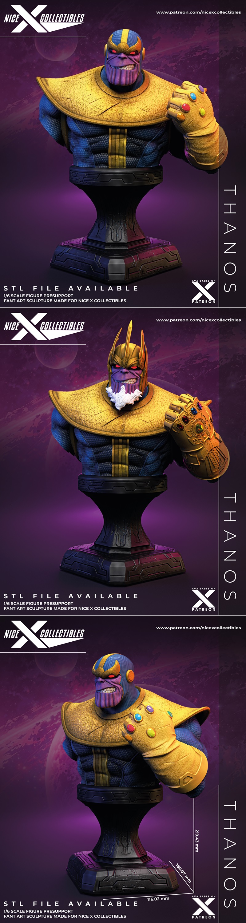 Nice X Collectibles - 无限战争泰坦尼克经典款3D打印模型|Nice X Collectibles – Thanos Classic – 3D Print Model STL