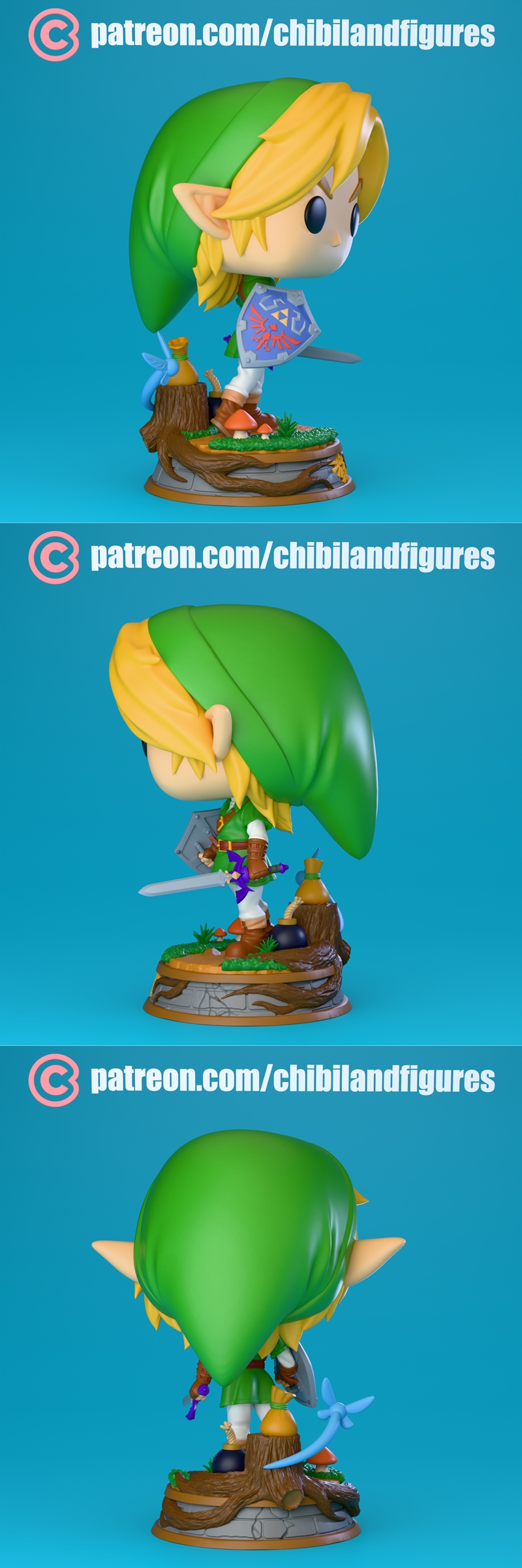 迷你世界乐高模型 - 链接角色 - 3D打印雕塑|Chibi Land Figures – Link – 3D Print Model STL