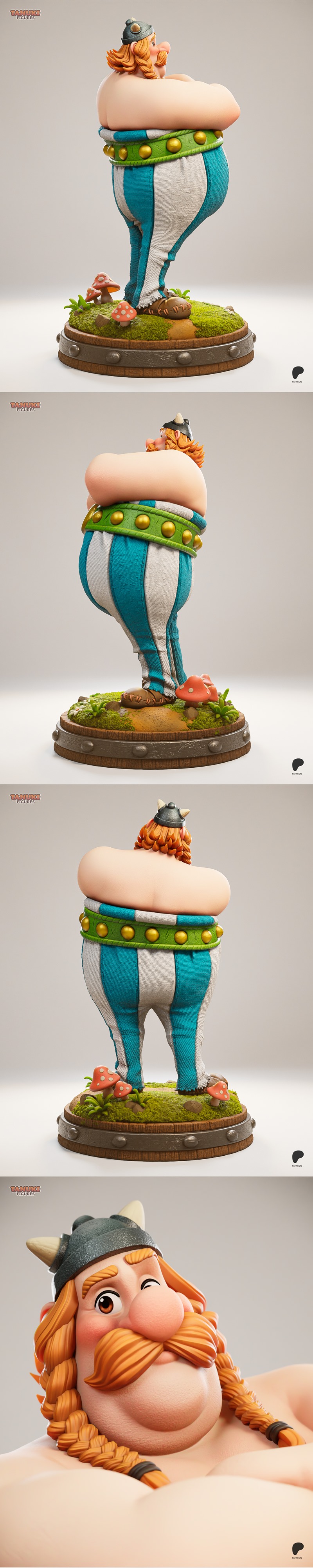 唐兔雕像 - 奥布利克斯 - 3D打印模型|Tanuki Figures – Obelix Toon – 3D Print Model STL