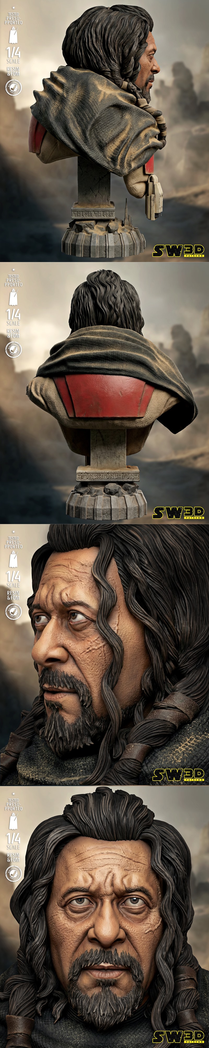 SW3D - 梅尔布斯肖像雕塑 - 3D打印模型|SW3D – Malbus Portrait Bust – 3D Print Model STL
