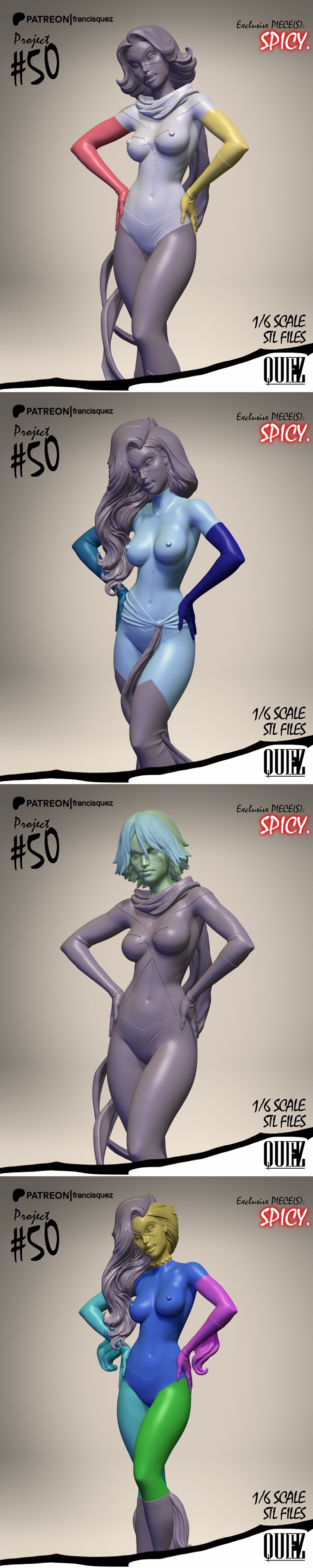 项目50：辛辣片段 3D打印模型|Francis Quez – Project 50 – Spicy Pieces – 3D Print Model STL