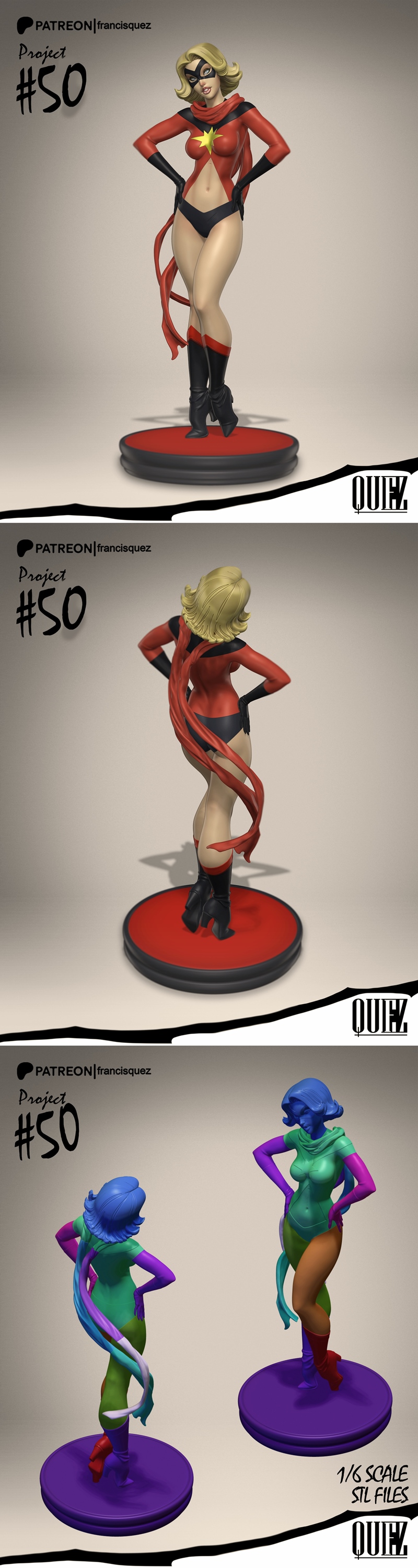 项目50 - 芭芭拉·史翠珊 - 3D打印模型|Francis Quez – Project 50 – Ms. Marvel – 3D Print Model STL