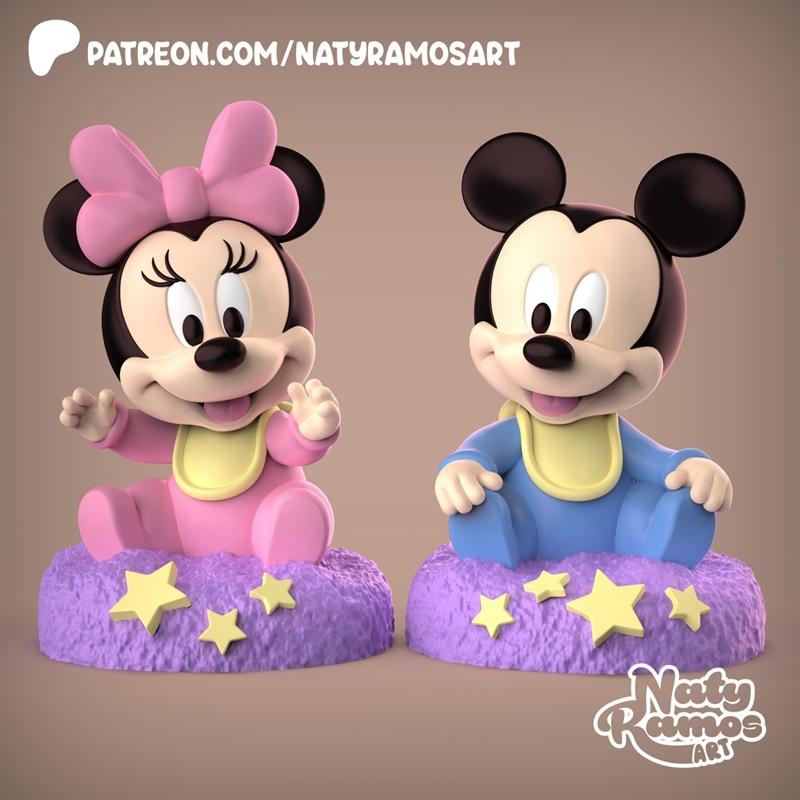 Naty Ramos 3D打印模型：米奇与米妮玩偶|Naty Ramos – Mickey y Minnie bb – 3D Print Model STL